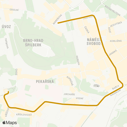 IDS JMK Komenského Náměstí - Nové Sady, Smyčka map