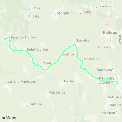 IDS JMK Ivančice - Dolní Kounice - Židlochovice map