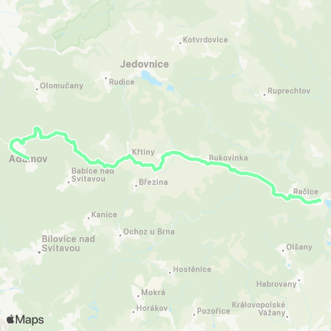 IDS JMK Vyškov - Račice - Bukovinka - KřTiny - HabrůVka - Adamov map