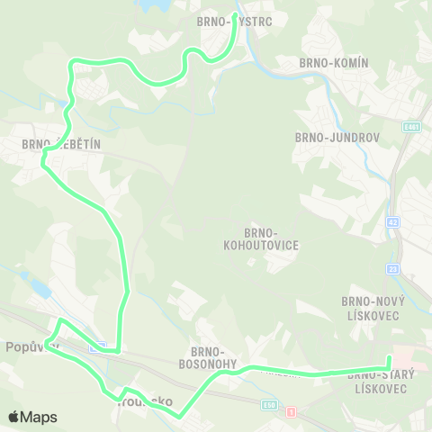 IDS JMK Brno, Zoologická Zahrada - PopůVky - Brno, Nemocnice Bohunice map