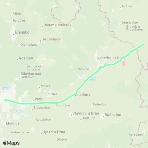IDS JMK Náhradní Doprava Za Vlak Brno - Vyškov Na Moravě map