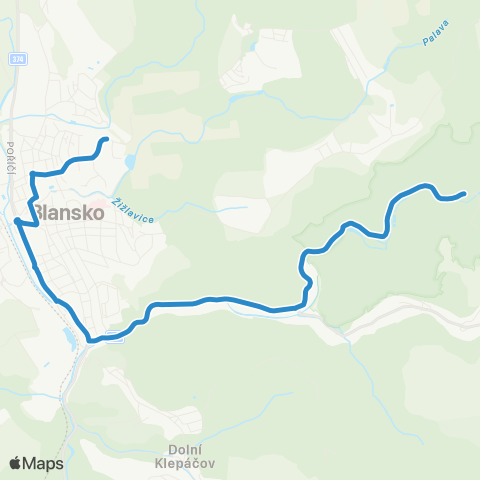 IDS JMK Blansko, Skalní Mlýn - Blansko, Autobusové Stanoviště - Blansko, Češkovice - Blansko, ObůRka map