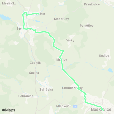 IDS JMK Boskovice - Chrudichromy - Letovice map