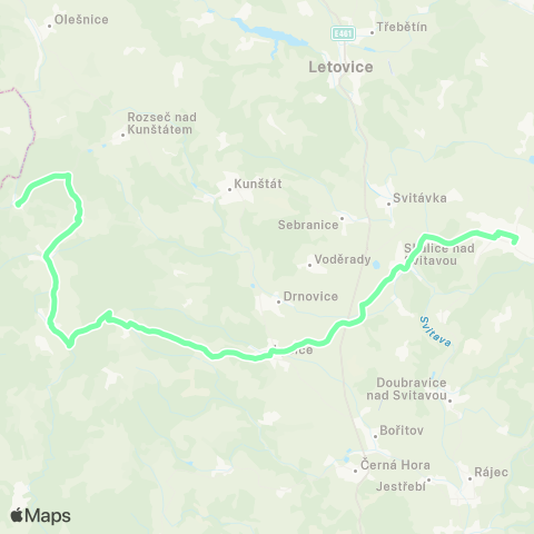 IDS JMK Boskovice - Skalice Nad Svitavou - VoděRady - Lysice ( - Kozárov) - Olešnice map