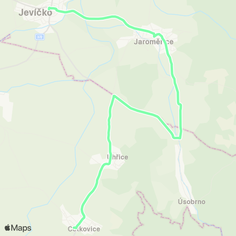 IDS JMK Cetkovice - UhřIce - Úsobrno - JaroměřIce - Jevíčko map