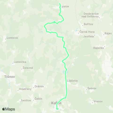 IDS JMK Lysice - Býkovice - Brťov-Jeneč - LipůVka - KuřIm map
