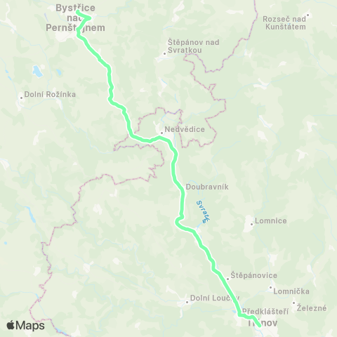 IDS JMK Tišnov - NedvěDice - BystřIce Nad Pernštejnem map