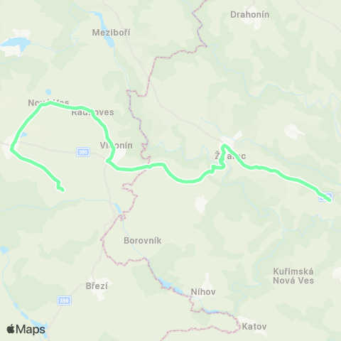 IDS JMK ŘIkonín - Borovník - Milešín map
