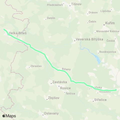 IDS JMK Brno - ŘÍčany - Domašov - Velká Bíteš map
