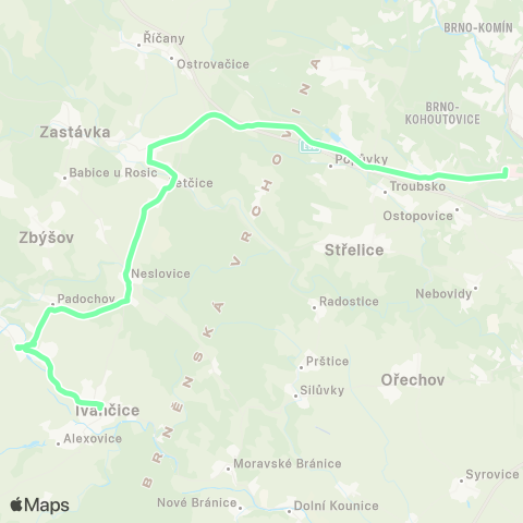 IDS JMK Brno - Rosice - Oslavany - Ivančice map