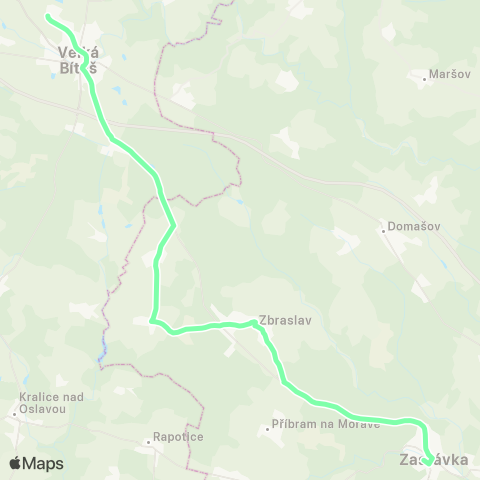 IDS JMK Zastávka - PřÍbram Na Moravě - Zbraslav - Velká Bíteš map