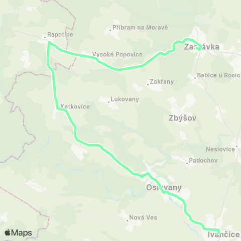 IDS JMK Ivančice - Oslavany - Rapotice - Zastávka map