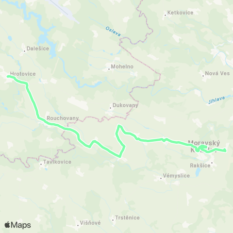 IDS JMK Moravský Krumlov - Dolní Dubňany - Rouchovany - Hrotovice map