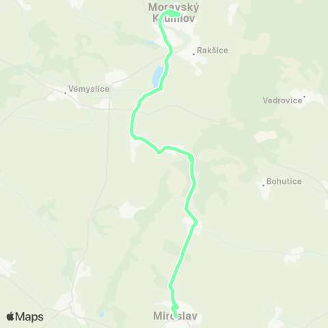 IDS JMK Moravský Krumlov - Petrovice - Miroslavské Knínice - Miroslav map
