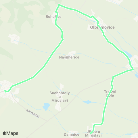 IDS JMK Miroslav - Olbramovice - Branišovice - JiřIce U Miroslavi map