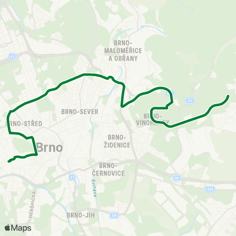 IDS JMK Nemocnice Bohunice - Mendlovo Náměstí map