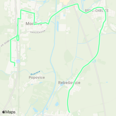 IDS JMK ModřIce - Brno - Rebešovice - Rajhradice - Otmarov - MěNín map