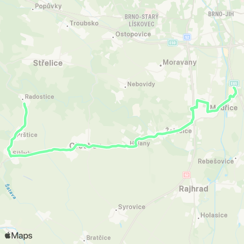 IDS JMK ModřIce - Želešice - OřEchov - SilůVky - Radostice map
