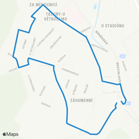 IDS JMK Hustopeče,,Aut.Nádr. - Hustopeče,,Generála PeřIny - Hustopeče,,Zš Komenského - Hustopeče,,Aut.Nádr. map