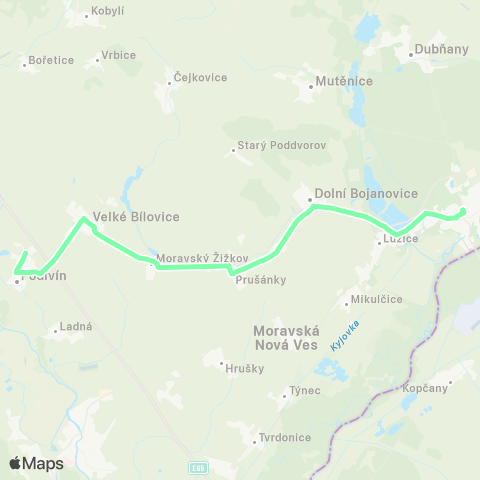 IDS JMK Hodonín - Prušánky - Velké Bílovice - Podivín map