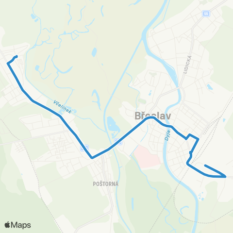 IDS JMK BřEclav: Gumotex - Poštorná - Charvátská Nová Ves map