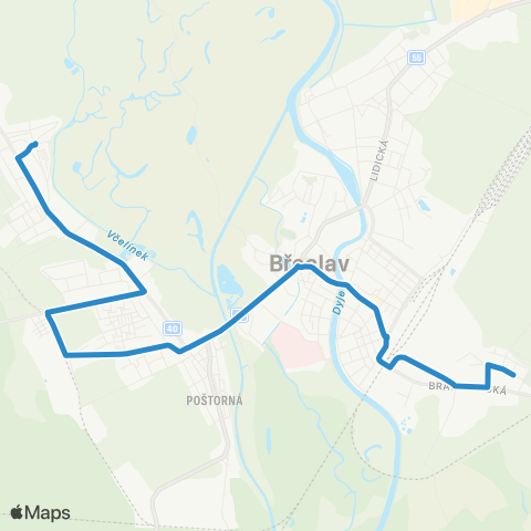 IDS JMK BřEclav: MěStský HřBitov - Poštorná - Charvátská Nová Ves map