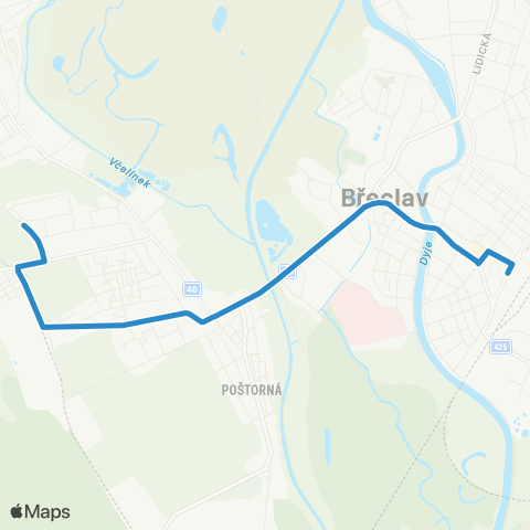 IDS JMK BřEclav: Autobusové Nádraží - Poštorná map