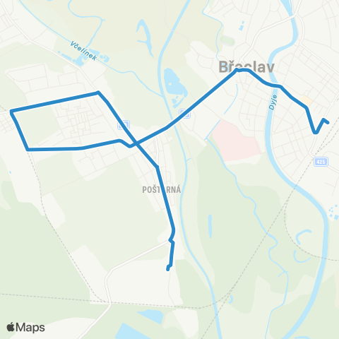 IDS JMK BřEclav: Autobusové Nádraží - Poštorná - Poštorná, Fosfa map