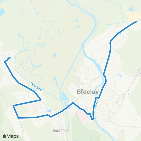 IDS JMK BřEclav: Charvátská Nová Ves - Poštorná - KřIžovatka Ladná map