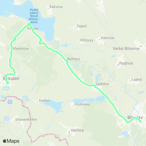 IDS JMK Mikulov - Perná - Horní VěStonice - Milovice - Lednice - BřEclav map