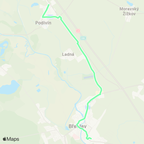 IDS JMK BřEclav - Ladná - Podivín map