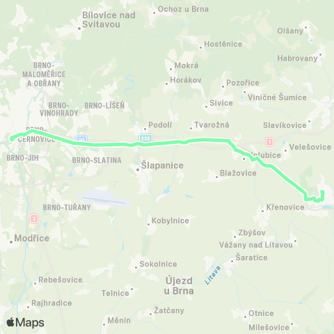 IDS JMK Slavkov U Brna - Holubice - Brno map
