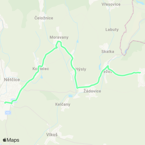 IDS JMK Kyjov - Moravany - Hýsly - Kyjov map