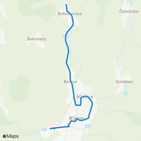 IDS JMK Kyjov: Bohuslavice - Boršov - Újezd - An - Nemocnice map