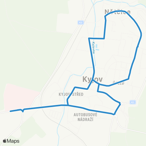 IDS JMK Kyjov: Nemocnice - An - Újezd - Poliklinika - An - Nemocnice map