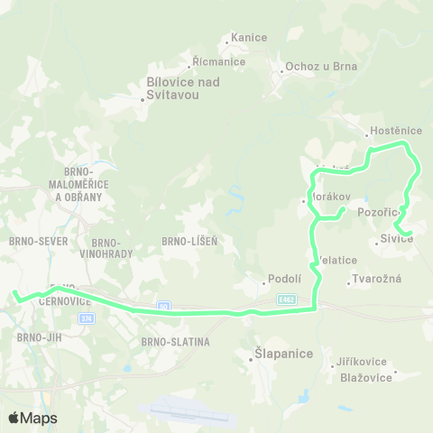 IDS JMK Brno - Mokrá-Horákov - HostěNice - PozořIce map