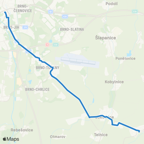 IDS JMK Brno - Sokolnice - Újezd U Brna map