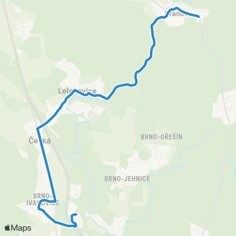 IDS JMK Ivanovice - Lelekovice - Vranov map