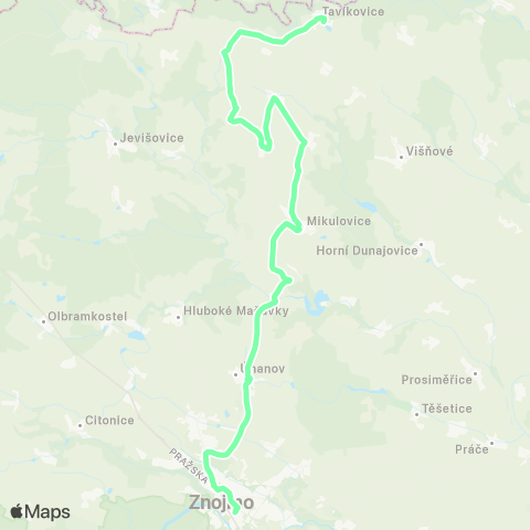 IDS JMK Znojmo - Plaveč - BěHařOvice - Tavíkovice - Rouchovany - Dukovany map