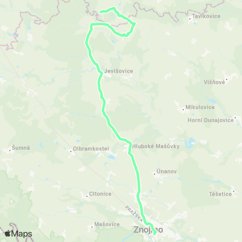 IDS JMK Znojmo - Hluboké MašůVky - Jevišovice - Slatina - Biskupice-Pulkov map