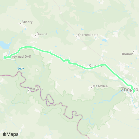 IDS JMK Znojmo - Vranov Nad Dyjí - Lančov - VratěNín - Drosendorf map