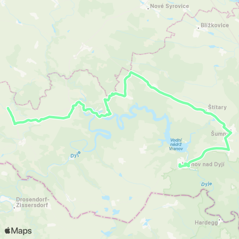 IDS JMK Vranov Nad Dyjí - Lesná - Šumná - Bítov - Lubnice - Dešná map