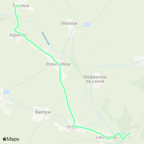 IDS JMK Lechovice - Práče - ProsiměřIce - Žerotice - Želetice map