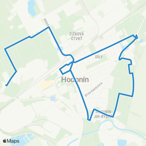 IDS JMK Hodonín: Železniční Stanice - Šumná - Brandlova - Železniční Stanice map