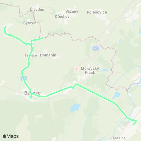 IDS JMK Veselí Nad Moravou - Bzenec - Syrovín - Žeravice map