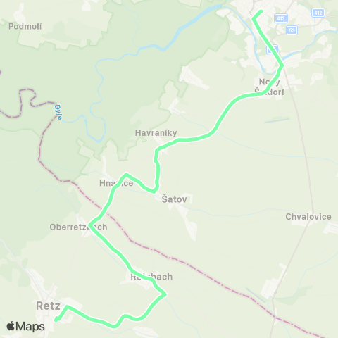 IDS JMK Náhradní Doprava Za Vlak Znojmo - Šatov map