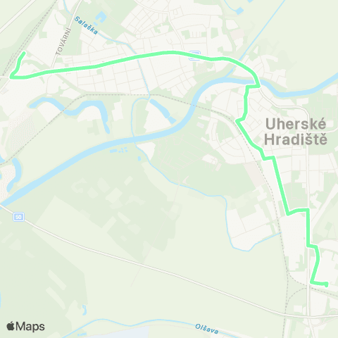 IDS JMK Náhradní Doprava Za Vlakstaré Město U Uherského Hradiště - Uherské Hradiště - Kunovice map
