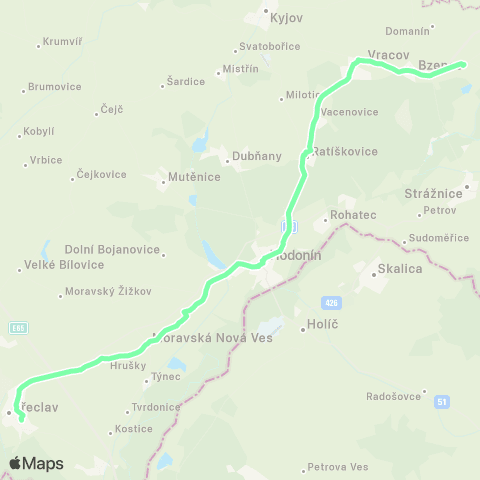 IDS JMK Náhradní Doprava Za Vlak Brno - Břeclav map