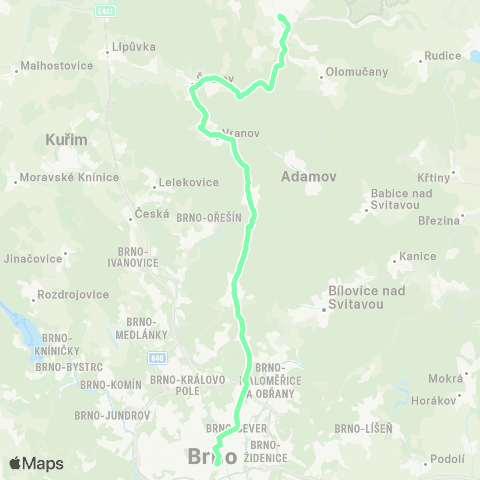 IDS JMK Náhradní Doprava Za Vlak Letovice - Brno map