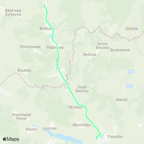 IDS JMK Náhradní Doprava Za Vlak Letovice - Březová Nad Svitavou map